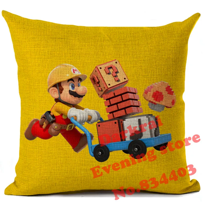 Наволочка для подушки с рисунком Супер Марио из хлопка и льна, наволочка для дивана и автомобиля, декоративная подушка для дома, чехол Cojines - Цвет: 21