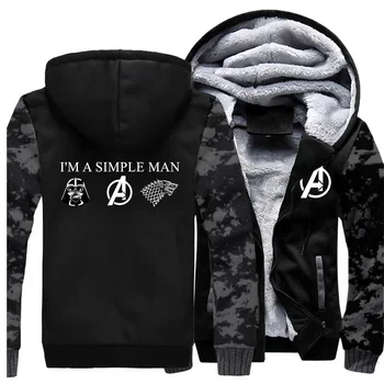 

I'M A SIMPLE MAN Printing Mens Hoodie Movies Avengers Game Of Thrones Pattern Male Warm Coats 2019 Casual Hip Hop Streetwear