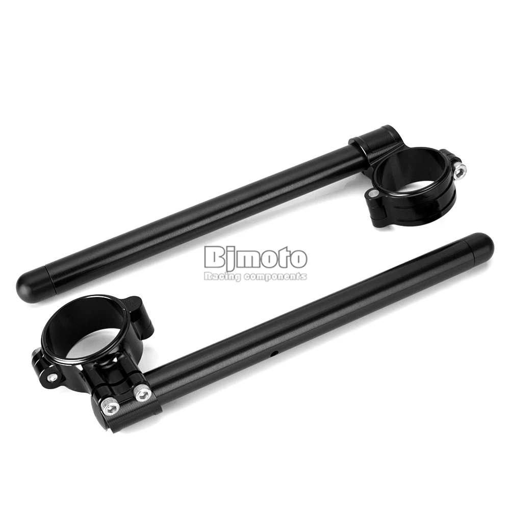 50mm Universal Motorcycle Clip On Fork handlebars CNC Aluminum Raised Clip On Fork 7/8'' 22mm Handle Bar Moto Black Gold Sliver - Цвет: Black