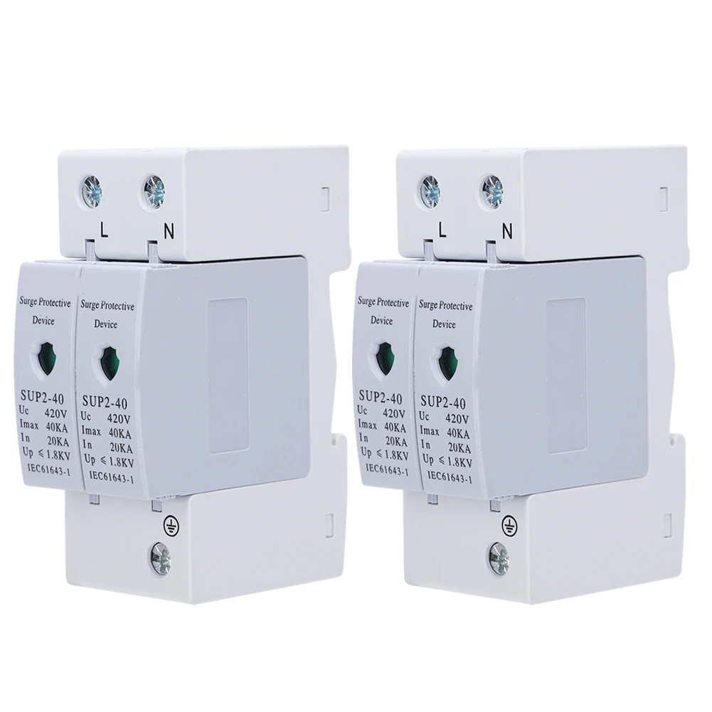 

2Pcs Surge Protection Device Anti-Thunder Electronic Component SUP2-40 2P 40KA 420V AC Surge Protection