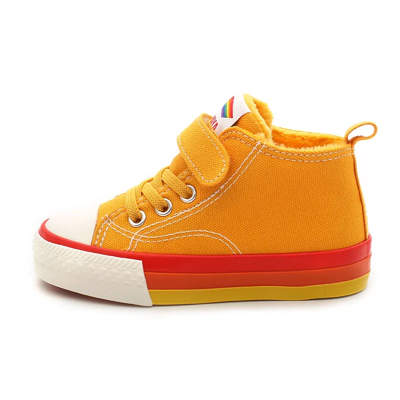 

New Trend Denim Casual Child Flat Canvas Shoe High Top Canva Kids Shoes Inside Fur Simple Shoes Kids Comfortable Casual Shoe Boy