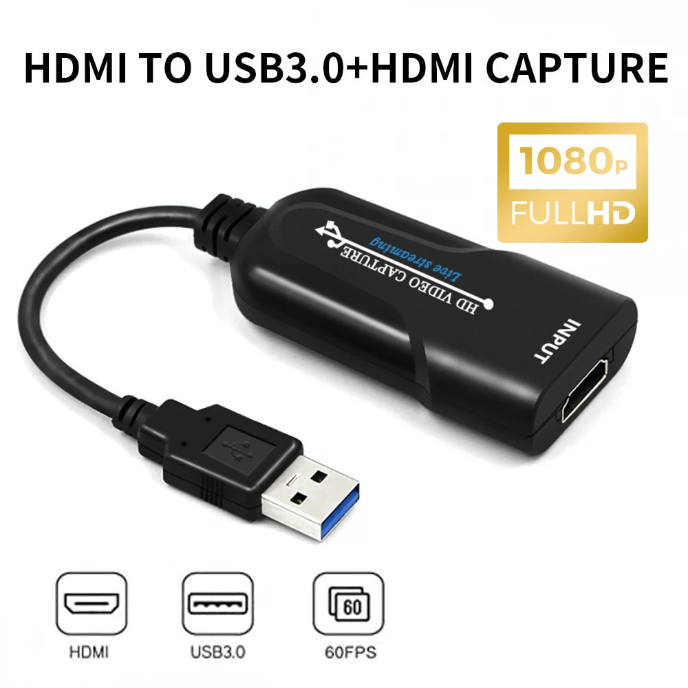 Карта захвата аудио и видео удобный компактный HDMI в 1080p USB 3 0 видеоадаптер с для