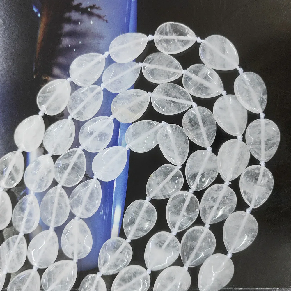 6x15x20mm Natural Semi-precious Stone White Crystal Loose Bead Strand Waterdrop Shape Handmade DIY Bracelet Necklace Accessories