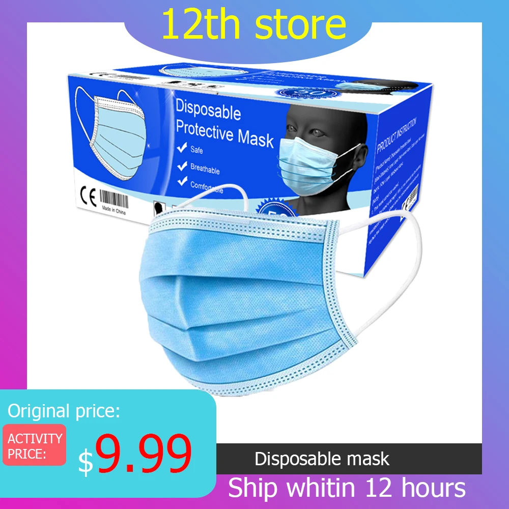 

Disposable 3 layers Protective mask Mouth Anti dust mascherine face shield protection gas Masks prevent Dust mascaras