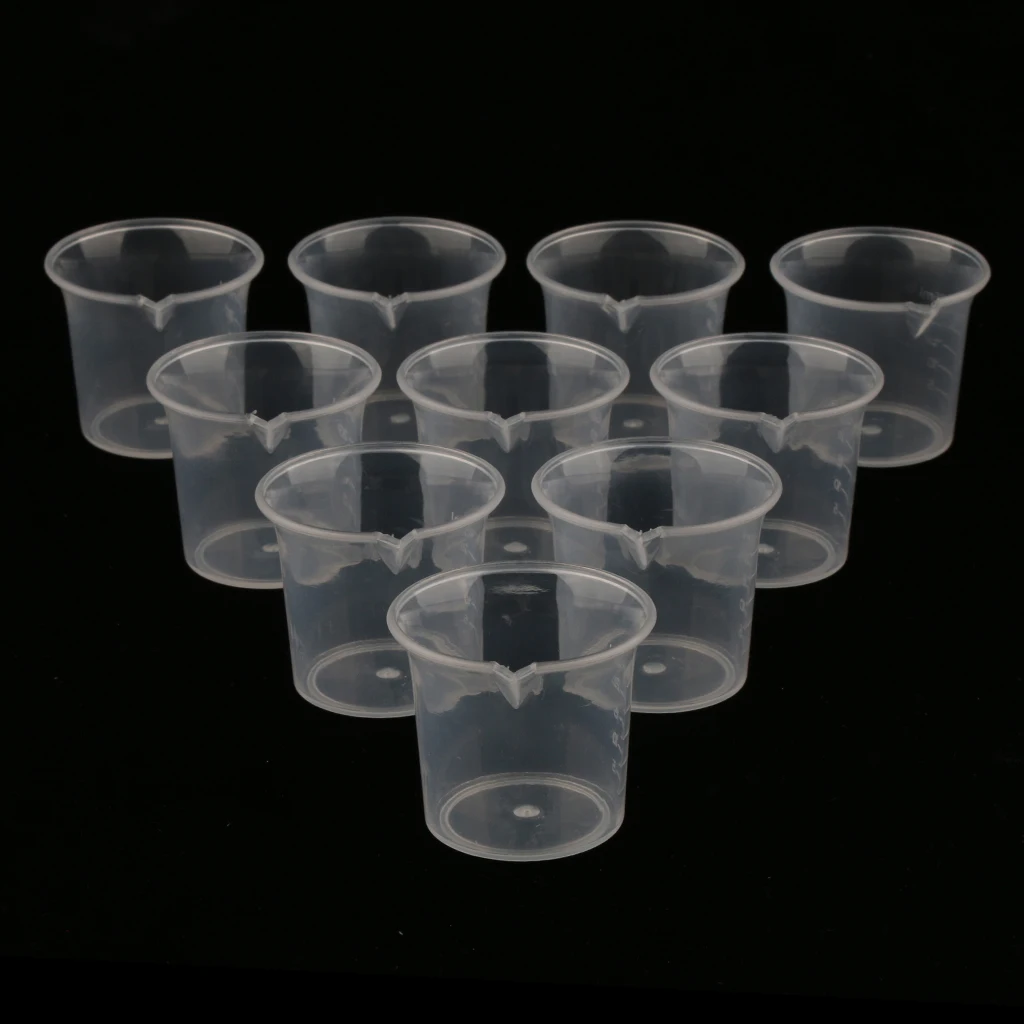 25ml Multi Purpose Measuring Cups Jug, Plastic Beaker for Laboratory Kitchen Mixing Paint (Pack of 10)