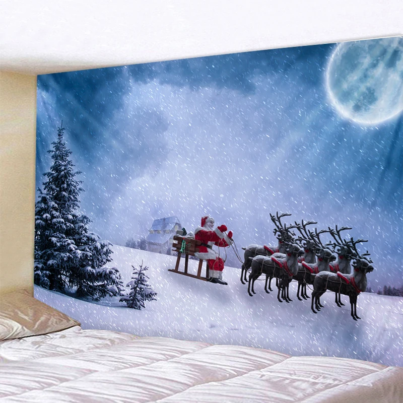 

Santa Claus Elk Tapestry Nordic INS Style Tapestry Hippie Bohemian Decorative Tapestry Bedroom Decorative Tapestry