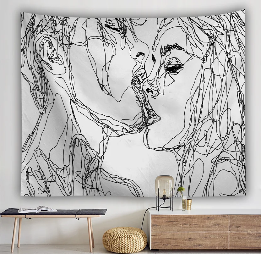 

Yaapeet 1pc Hippie Kiss Wall Tapestry Polyester Psychedelic Wall Hanging Classical Abstract Hanging Tapestry Mountain Wall Decor