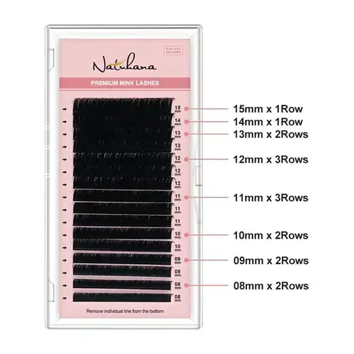 NATUHANA-밍크 속눈썹 믹스 8 ~ 15 mm 16 줄 수제 한국 Pbt 속눈썹 연장, 내추럴 소프트 인조 속눈썹 연장 용품 메이크업 2