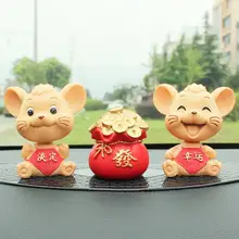 Украшение автомобиля качающаяся голова кукла столешница самоклеющаяся фигурка прекрасная мышь подпружиненный мини Декор интерьера смолы дома