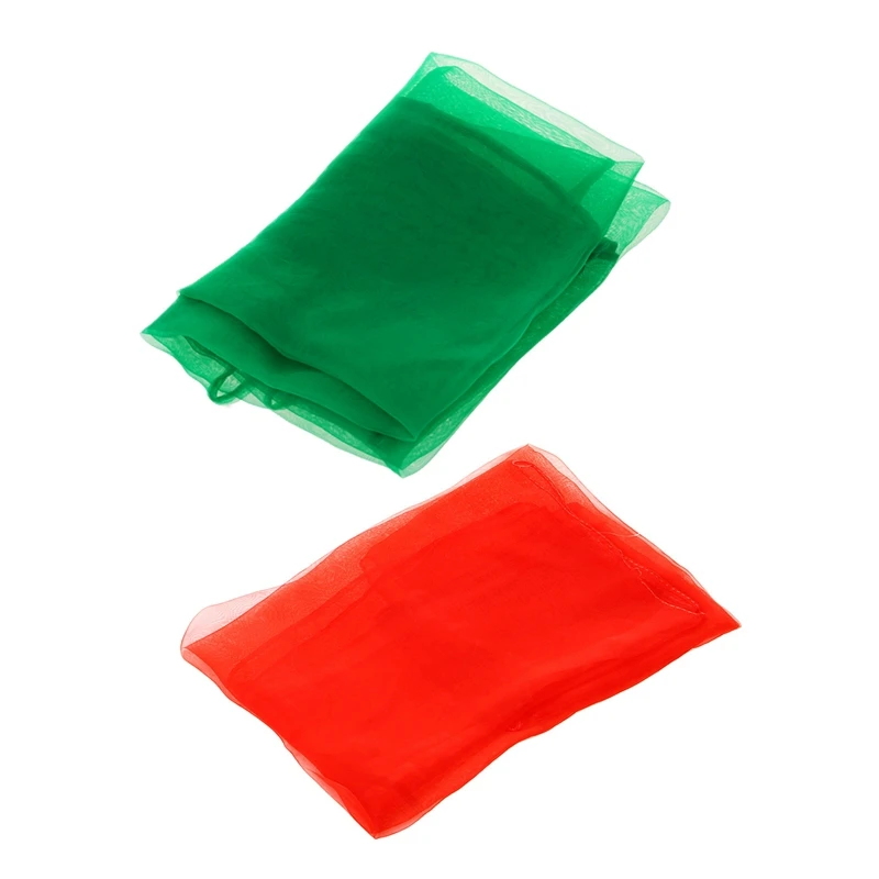 

2 Pcs 50S Retro Neck Scarf Square Organza Chiffon Scarf Fancy Wrap Hair Tie Shawl, Green & Red