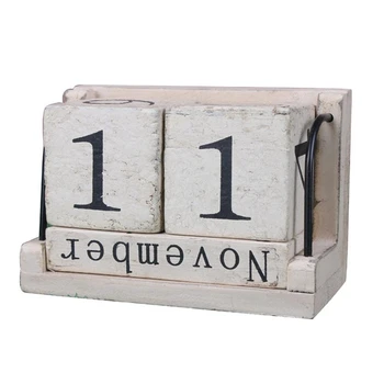 

Wooden Perpetual Calendar Retro Rustic Design Living Room Decoration Diy Yearly Planner Calendar