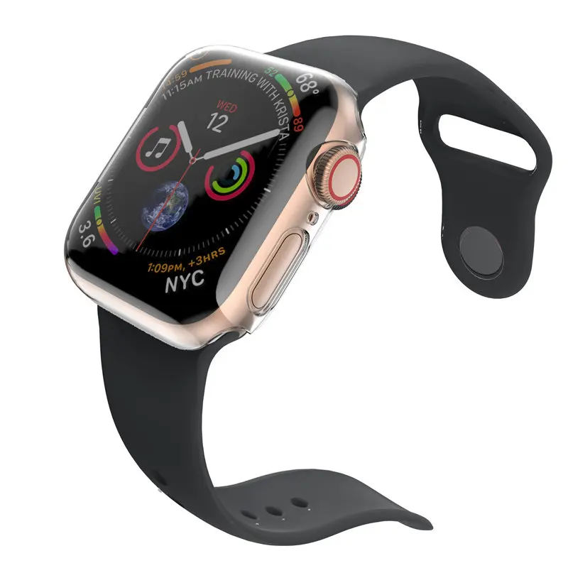 Ремешок для часов+ чехол для ремешок для часов аpple watch iwatch 4 полосным 44 мм 40 мм, 42 мм, 38 мм, версия силиконовый защитный чехол для apple watch серии 4 3 2 - Цвет ремешка: Transparent black