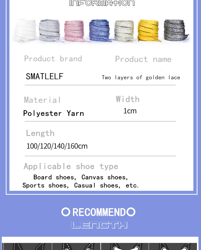 Glitzernde Schnürsenkel, bunte, gold- und silberfarbene, glänzende, flache Schnürsenkel für Sportschuhe, Laufschuhe, Sneaker und Stiefel, 1 cm breit. – Detail 9