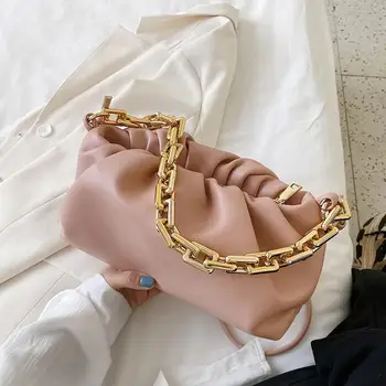 

Elegant Women Chain Bag Leather Shoulder Handbags Female Clutch Evening Party Purse Women Cloud Underarm shoulder bag Totes