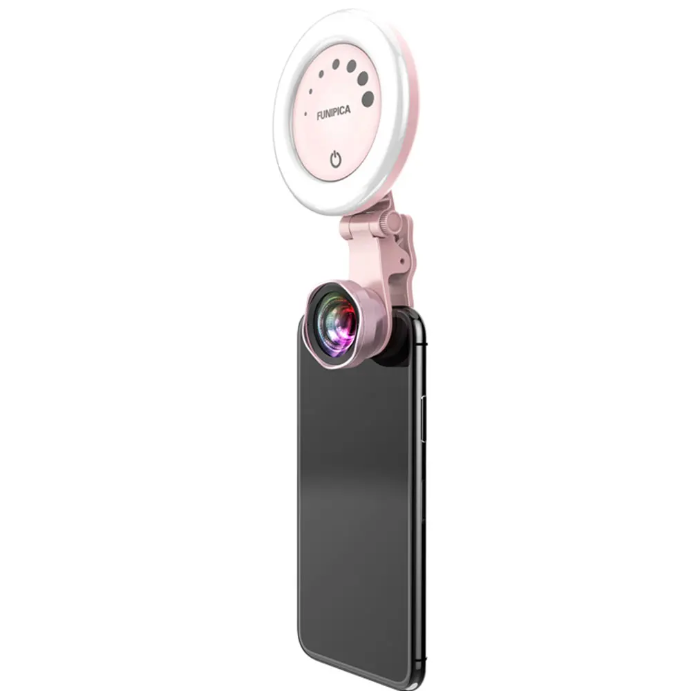 

Adjustable Phone Selfie Fill Light Wide Angle Macro Lens 7 Kind White Warm LED Light Mobile Phone Lens