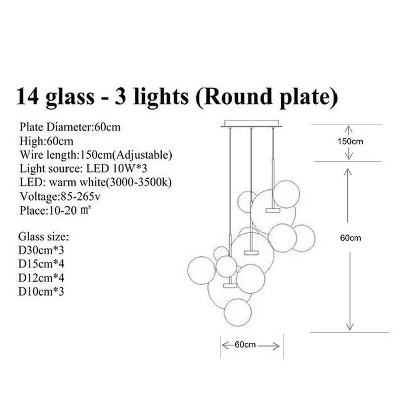Современный Стеклянный подвесной блестящий дизайн светодиодный креативный Люстра для гостиной спальни Лофт кухни столовой современный декор - Цвет абажура: 14 glass Round plate