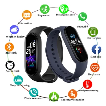 

M5 Smart Watch Bluetooth Fitness Tracker Pedometer Heart Rate Monitor Call Reminder Blood Pressure Smartband for IOS Android