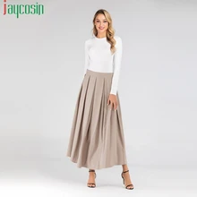 Женская Офисная длинная юбка, одноцветная элегантная свободная высокая талия, модная женская юбка, Повседневная дышащая женская юбка размера плюс вечерние юбки