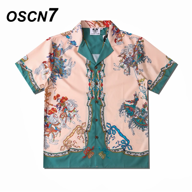 OSCN7-Camisa de manga corta con estampado informal para hombre y mujer, ropa de calle, Hawái, playa, gran tamaño, Harajuku, a la moda, CSD60, 2020