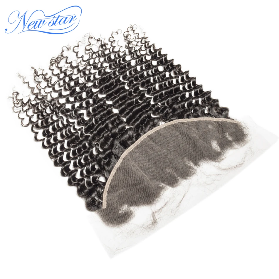 Fechamento do Laço Profundo Encaracolado Laço Frontal Brasileiro Virgem Cabelo Humano 13x4 Invisível Rendas Nova Estrela Transparente Pre-arrancadas hd 7 High Quality Apliques e perucas