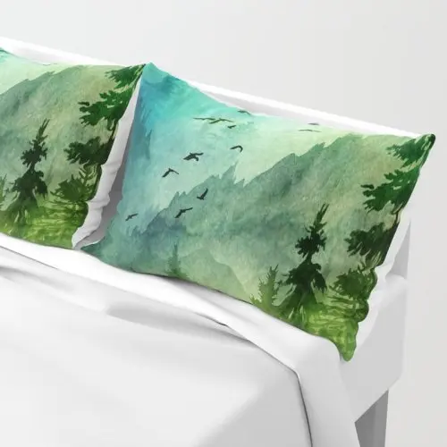 Nordic Style Double-Sided Leaves Green Plant Simple Cushion Environmental Protection Theme Waist Pillow 100% Polyester Cotton 