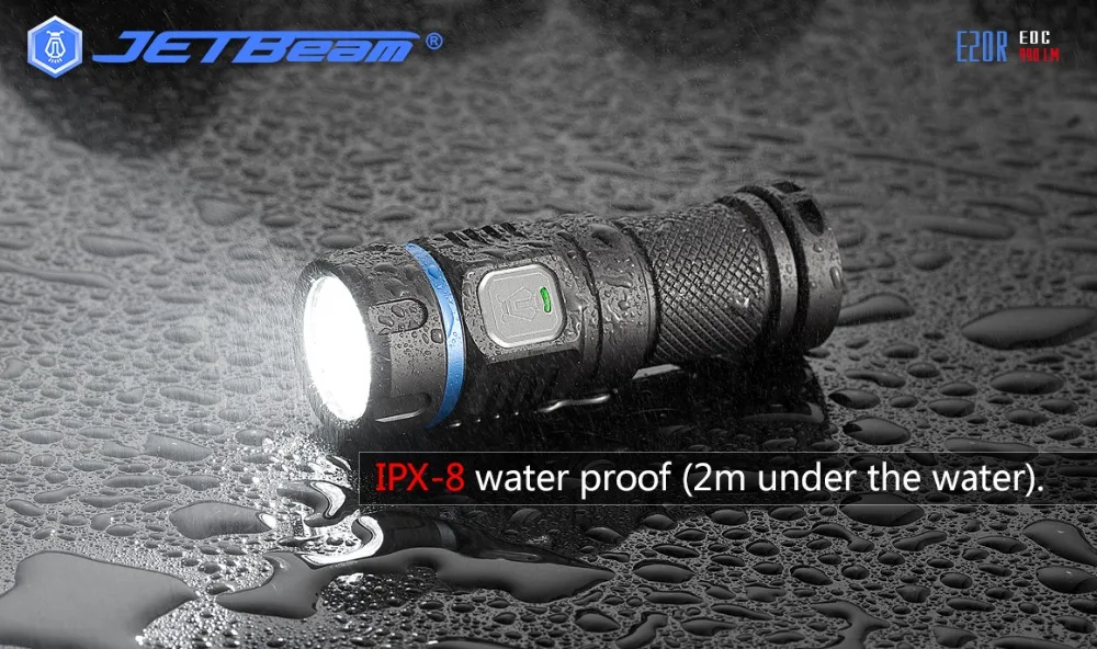 JETBeam E20R Micro USB Rechargeable Flashlight SST40 N4 BC Max 990 Lumen Mini Torch Flash Light with 16340 Li Battery