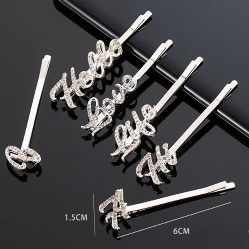 New Hairpins Crystal Shiny Rhinestones Word Letters Hair Clips Women Styling Tool Hairgrip Diamond Hair Accessories 1 New Hairpins Crystal Shiny Rhinestones Word Letters Hair Clips Women Styling Tool Hairgrip Diamond Hair Accessories 2