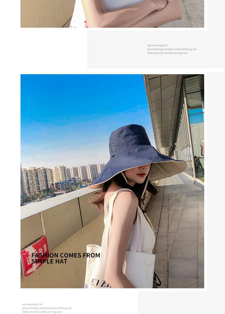 Oversized hat eaves fisherman hat Korean version of the sun hat women's sun protection face day hundred hat summer