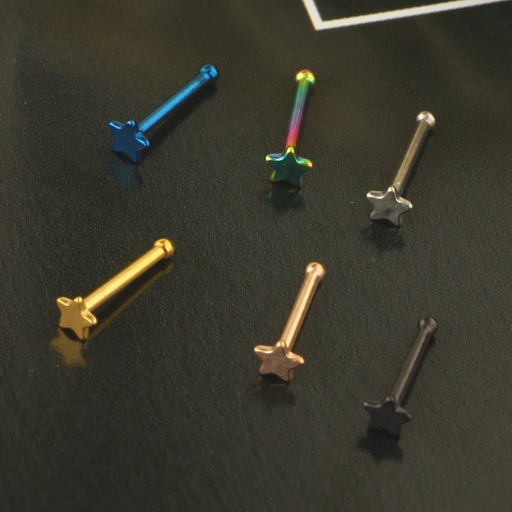 Surgical Steel Nose Pin Star Screws Studs  20G Body Piercing Set Jewelry  Nose Stud Retainer Star Labret Studs Set Piercings
