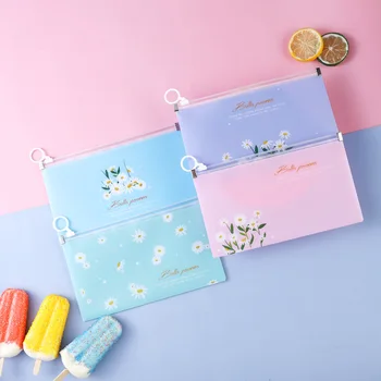 

4 pcs/lot Cute Daisy Ring Pencil case Kawaii Mask Storage Bag Stationery Pouch Office School Supplies Promotion Gift