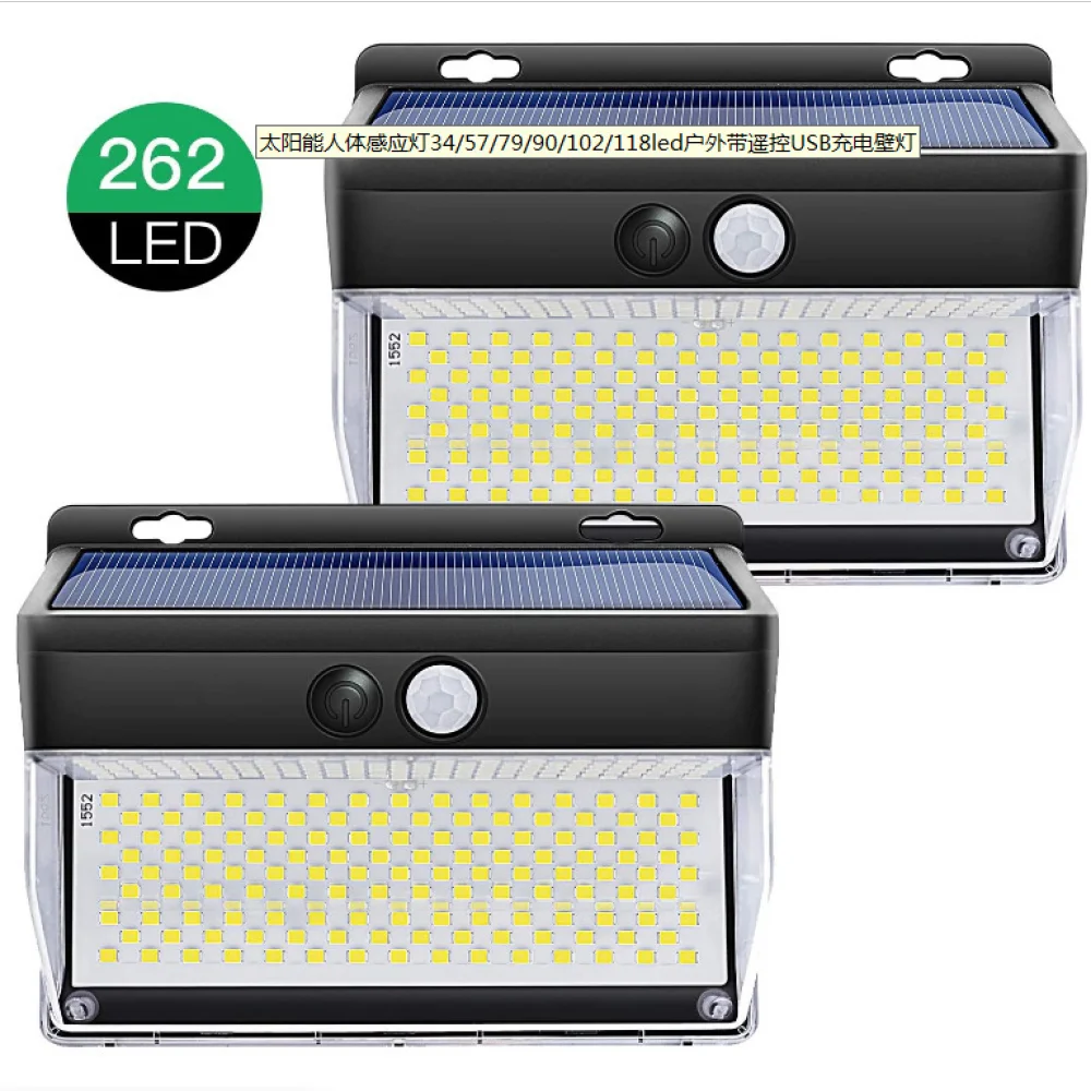 

262LED three-sided lighting solar light outdoor waterproof human body induction light wall light garden light hotel street light