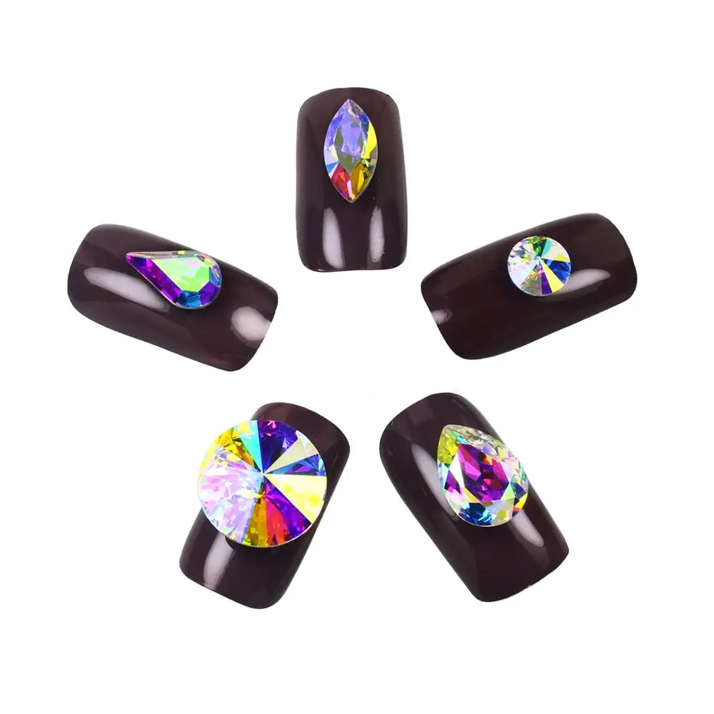Смешанные 50 шт. кристально прозрачные AB Nail Art Стразы DIY заостренные Кристальные