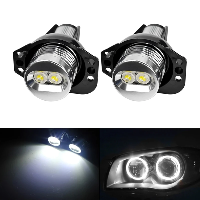 

2Pcs Car LED Angel Eyes Light Halo Ring Headlight Assembly Bulbs Lamp For BMW 3 Series E90 E91 2005-2008 White 6000K Accessories