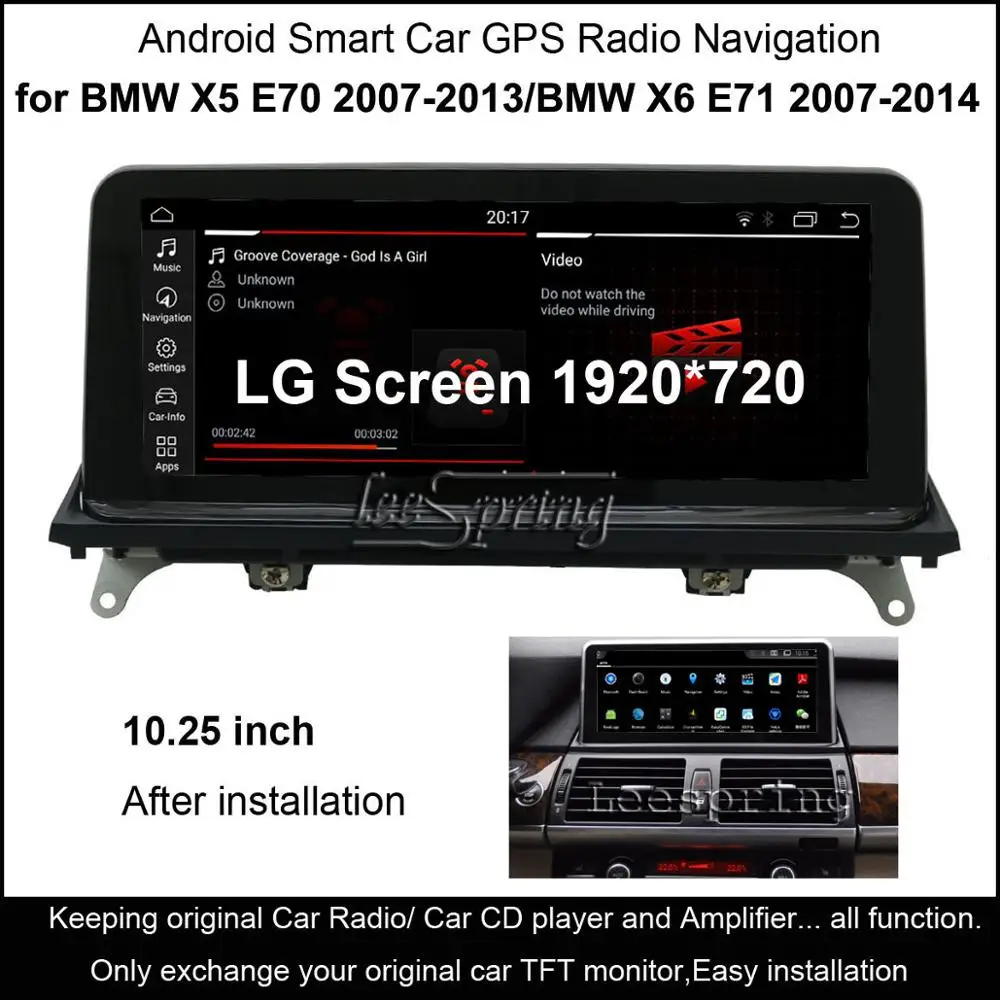 Автомобильный мультимедийный экран LG 10 25 дюйма 8 ядер Android 0 4 Гб + 64 ГБ для BMW X5 E70 X6 E71