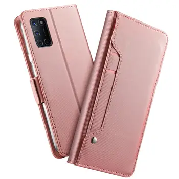 

For OPPO Realme 6 Pro A52 Case Card PU Leather Flip Stand Wallet Full Protection Cover with Mirror Shell Realme X50 Pro 5G Case