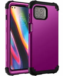 Rugged Hybrid Armor Defender Shockproof Protective Case for Maximum Impact Protection (Purple black)