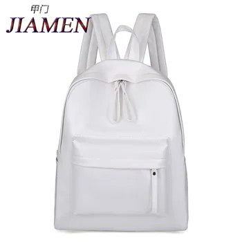 

2020Classic White Teen Backpack High Quality Leather Fashion College School Bag Large Capacity Lightweight Travel Backpack