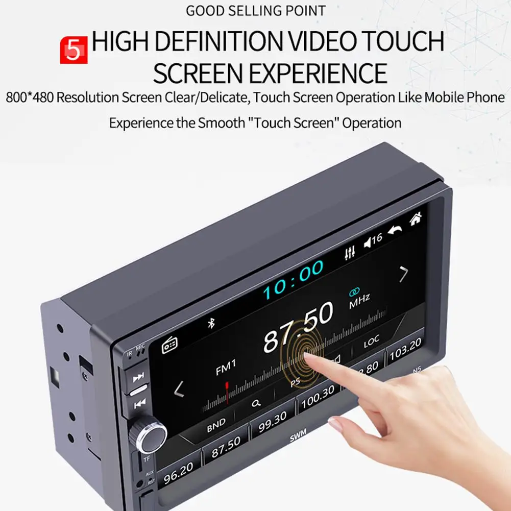 7-дюймовый автомобильный MP5 плеер Bluetooth HD Сенсорный экран SD USB FM радио изображение заднего вида с Камера мобильного соединения IOS и Android