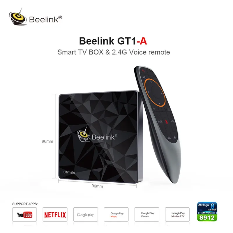 Beelink GT1-A tv BOX Google Сертифицированный голосовой пульт дистанционного управления Поддержка Netflix 4K Amlogic S912 3 ГБ 32 ГБ медиаплеер 2,4G 5G WiFi