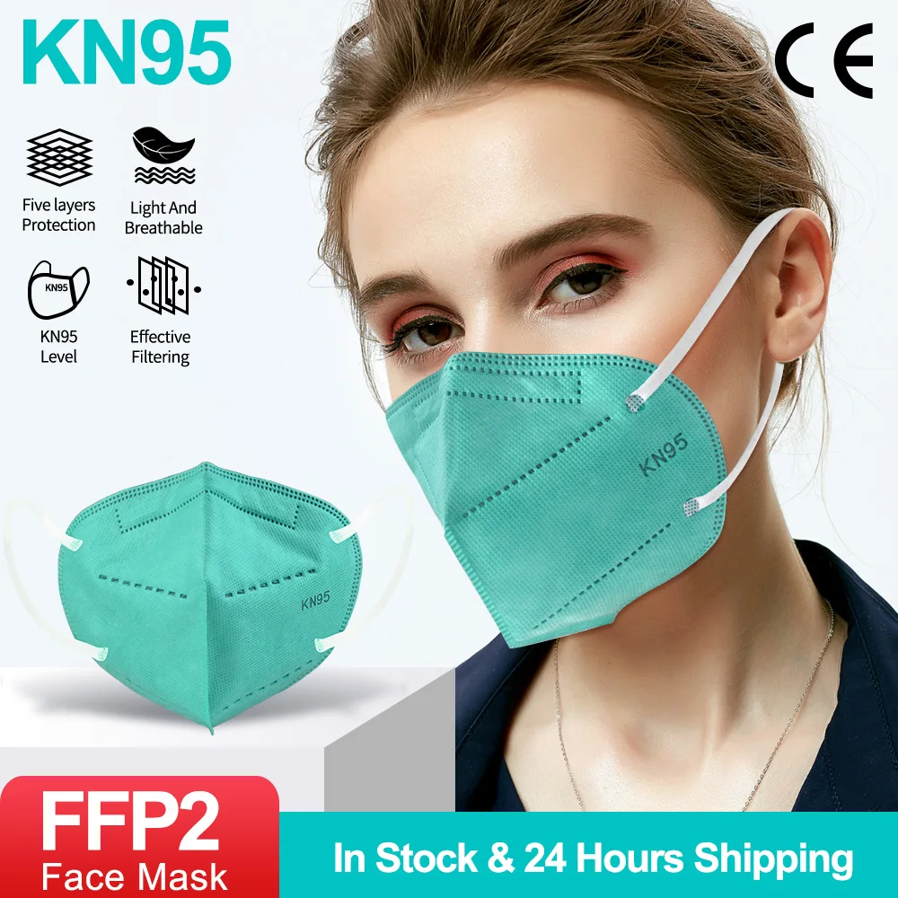 60 шт. KN95 уход за кожей лица маска mascarilla ffp2 фильтр 5 слоев CE многоразовые FFP2Mask