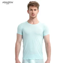 AsiaSkin ультратонкая мягкая и бесследная футболка с коротким рукавом из ледяного шелка, сексуальная трендовая Мужская футболка с полупрозрачным тонким дном 021-s