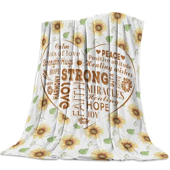 

Sunflower Love Healing Words Warm Black Throw Blanket Sofa Bed Throw Blanket Kid Adult Warm Blanket for Beds Coral Fleece Fabric