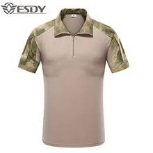 Летняя уличная Мужская Спортивная охотничья походная камуфляжная рубашка с коротким рукавом топы тактическая армейская Военная Боевая тренировочная Футболка Топ