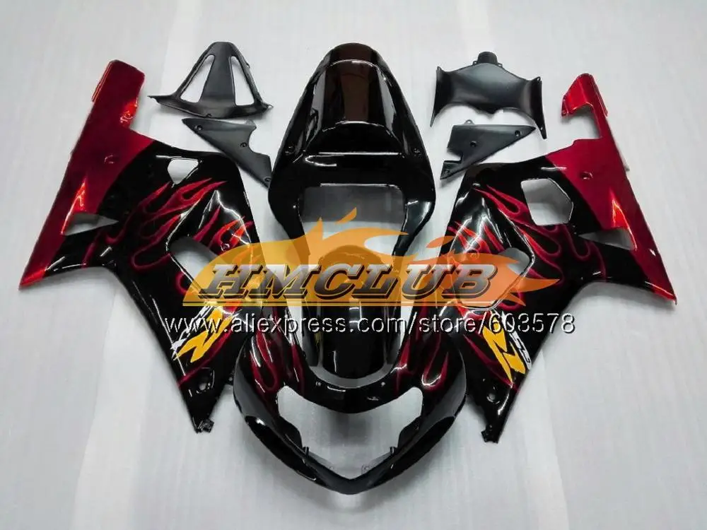 Корпус для SUZUKI GSX-R600 GSXR-600 K1 GSXR600 01 02 03 белый черный 4CL. 80 GSXR 600 750 GSXR-750 GSXR750 2001 2002 2003 обтекатель - Цвет: No. 12 Red flames