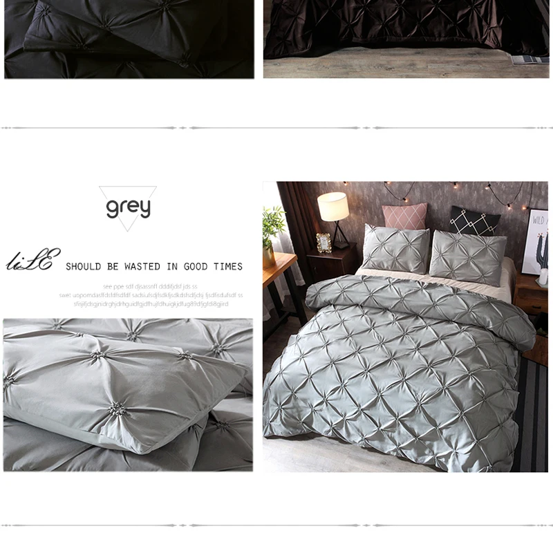 Luxury Duvet Cover Set Queen King Size Pinch Pleat Brief Bedding Sets Comforter Cover Pillow cases