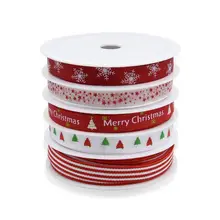 5 рулонов Рождественская лента из поплина Снежинка Дерево печать для рукоделие Подарочная Упаковка