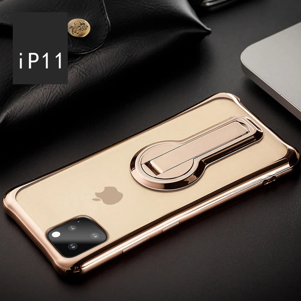 Gold Прозрачный чехол для телефона iPhone 11 Pro Max, четыре угла подушки безопасности, противоударный мягкий прозрачный силиконовый чехол, подставка - Цвет: Gold