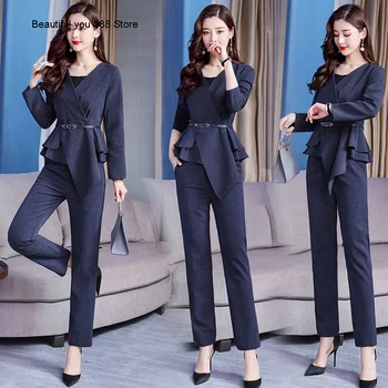 

Western style business suit women's 2020 Autumn new fashion temperament goddess waist slimming two-piece suit fashion
