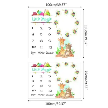 

Baby Monthly Record Growth Milestone Blanket Animal Pattern Photography Props K1KC