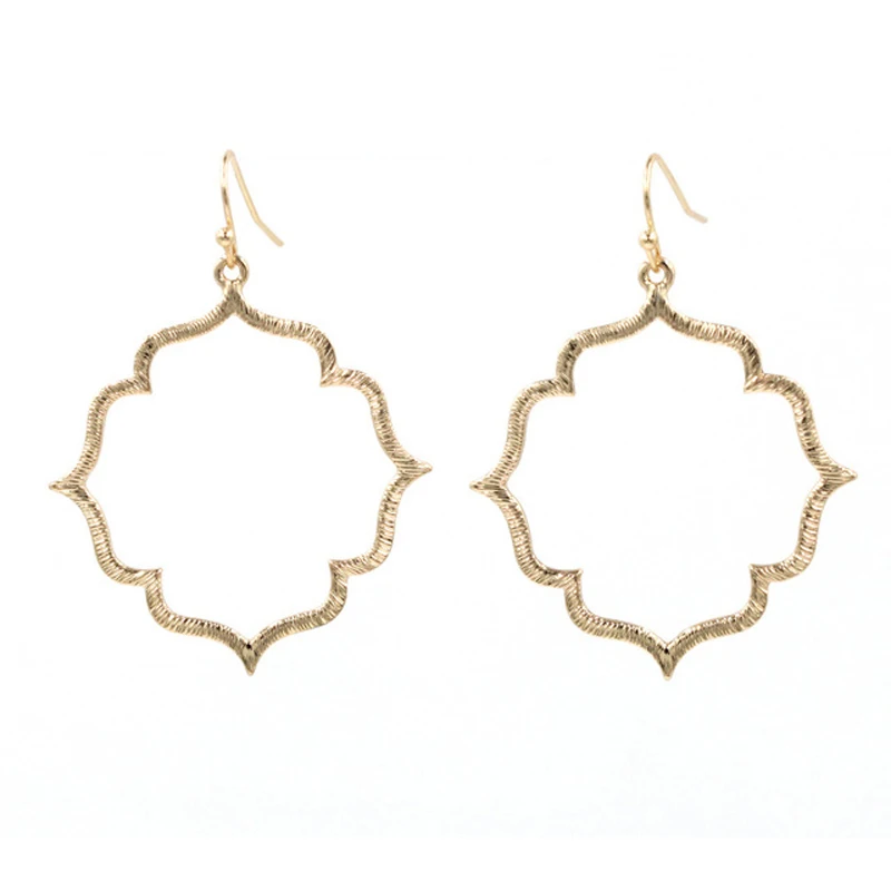 2019-July-New-Arrival-Brushed-Hollow-Out-Flower-Drop-Earrings-Gold-Silver-Tone-Hollow-Out-Rays